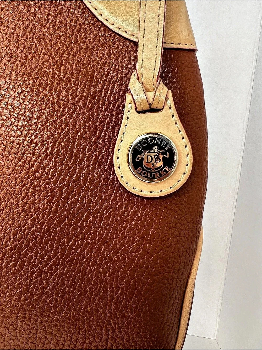 Dooney & Bourke Pebble Grain Hobo Leather Shoulder Bag Brown & Tan